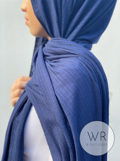Navy Textured Jersey Shawl
