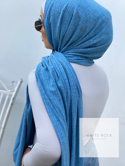 Blue Textured Jersey Shawl