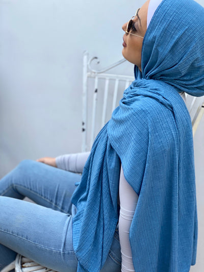 Blue Textured Jersey Shawl